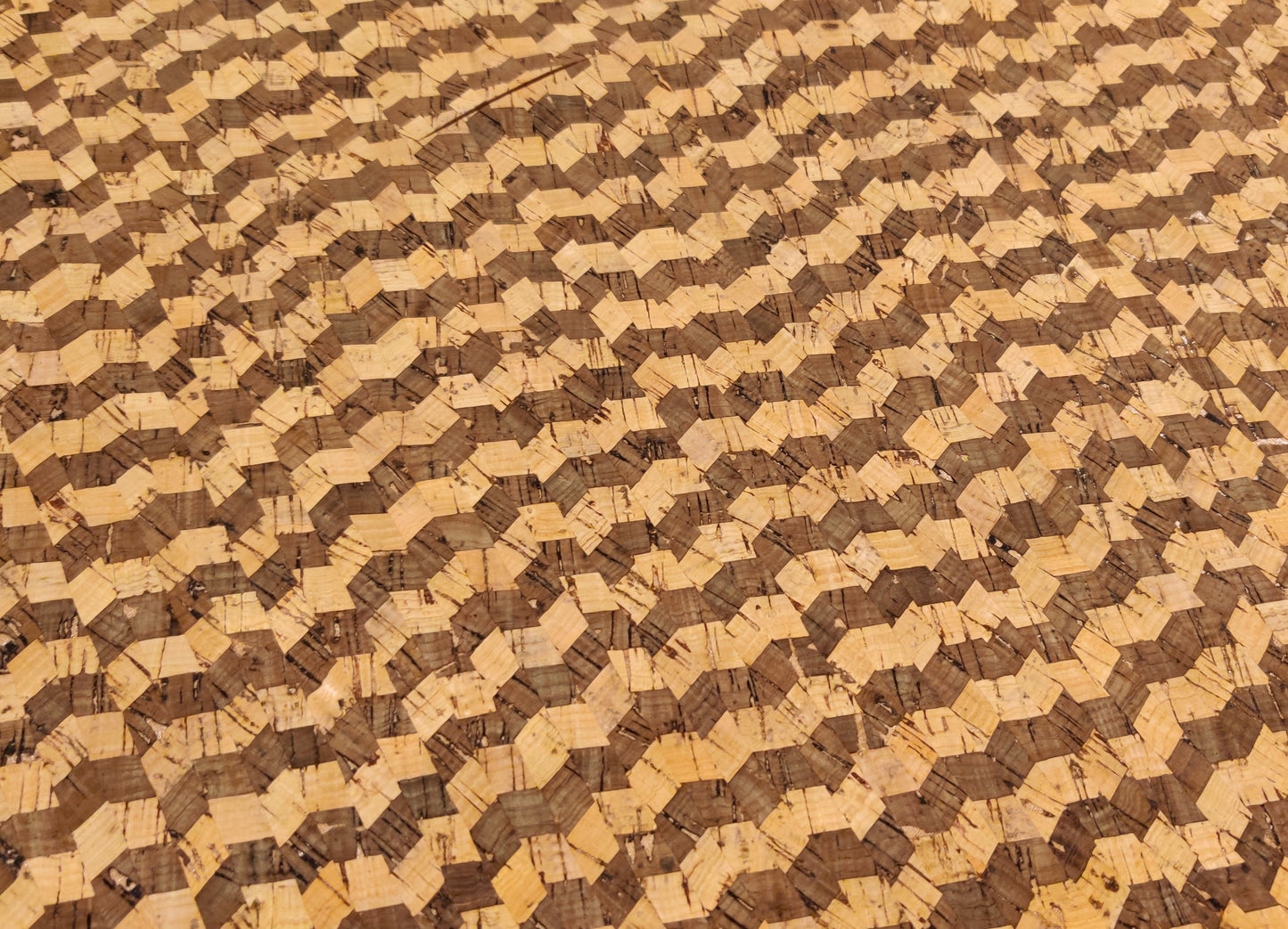 Dark Chevrons Cork Fabric Faux Leather Sheets for Sewing, Cork Vegan Leather
