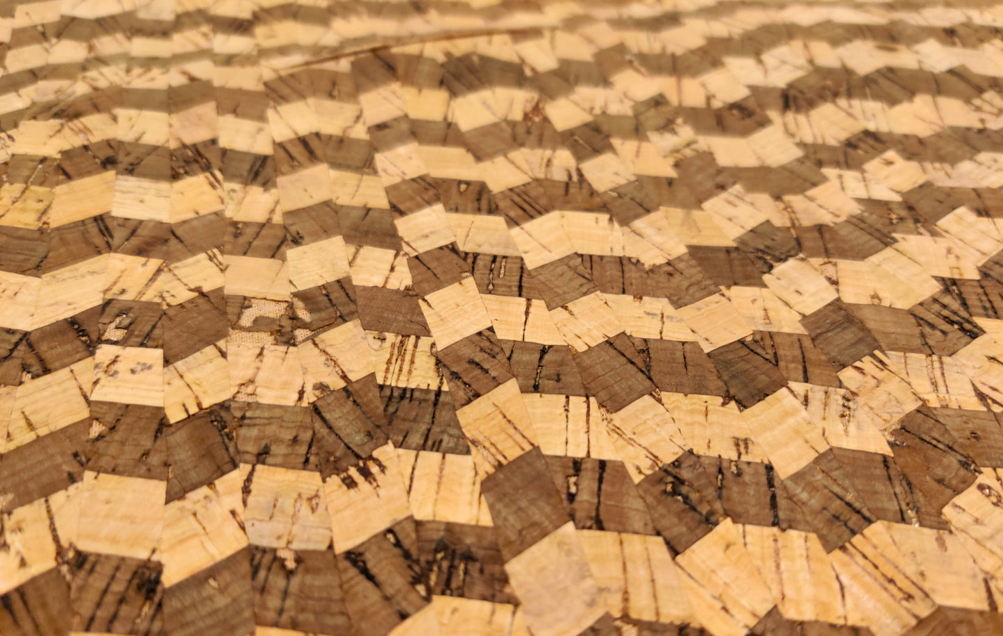 Dark Chevrons Cork Fabric Faux Leather Sheets for Sewing, Cork Vegan Leather