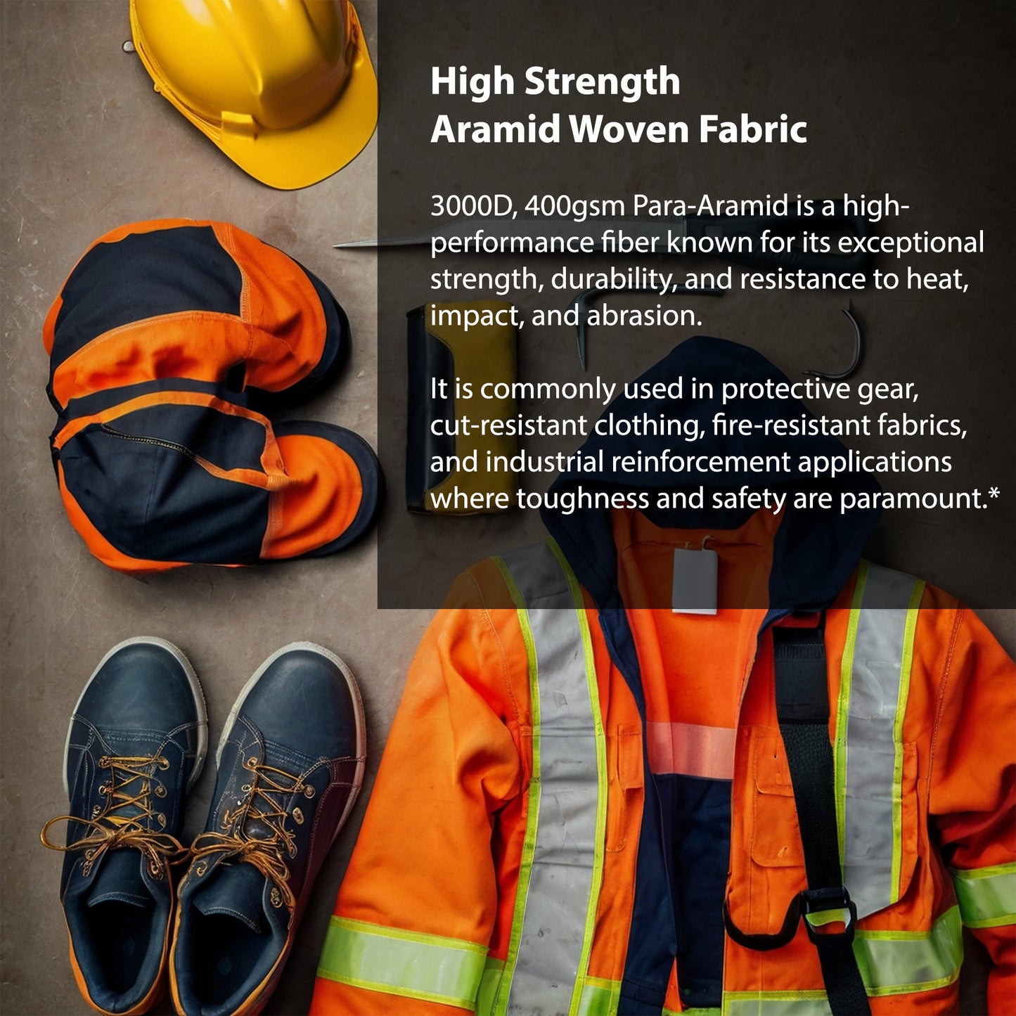 High Strength Para Aramid Woven Fabric 400GSM 3000D