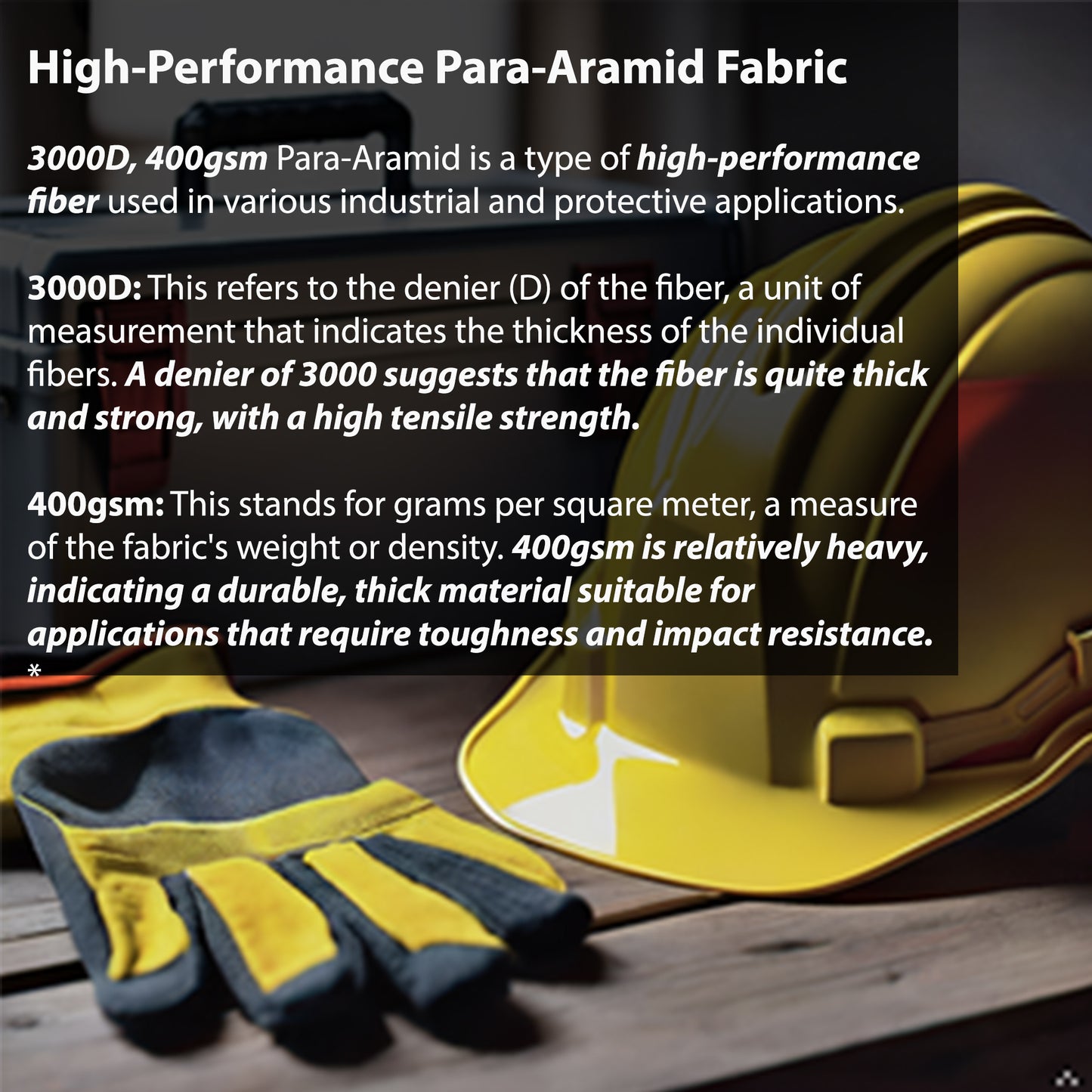 High Strength Para Aramid Woven Fabric 400GSM 3000D
