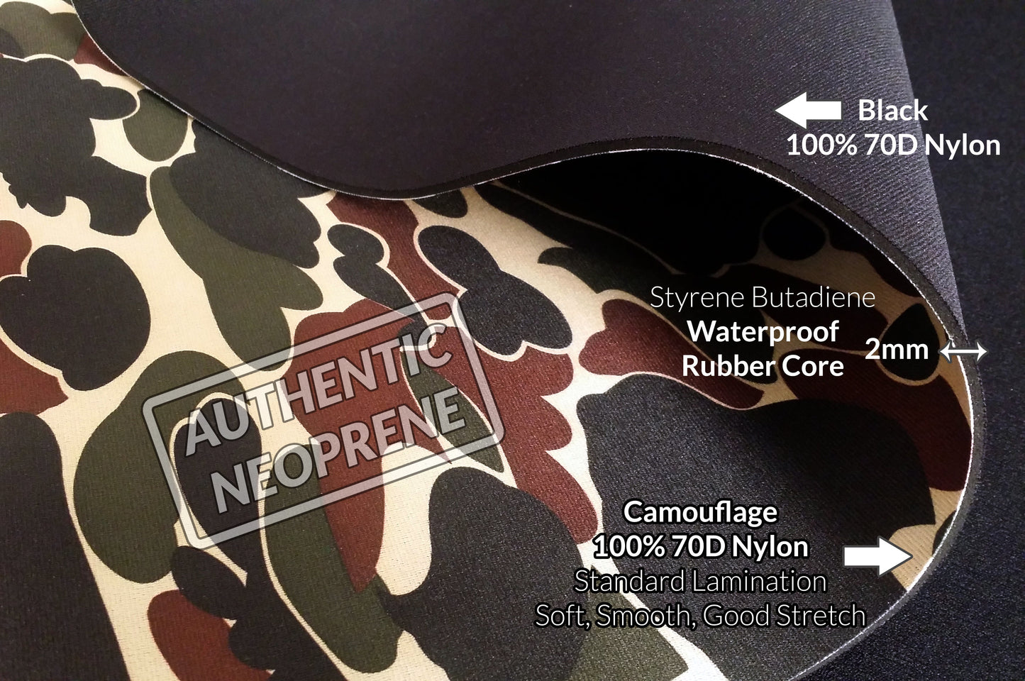 2mm Camouflage Neoprene Fabric Wetsuit Material For Sewing