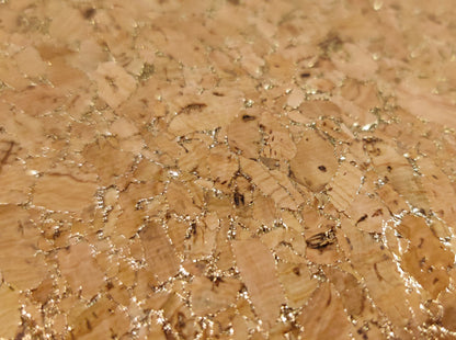Gold Flecks Cork Fabric Faux Leather Sheets for Sewing, Cork Vegan Leather