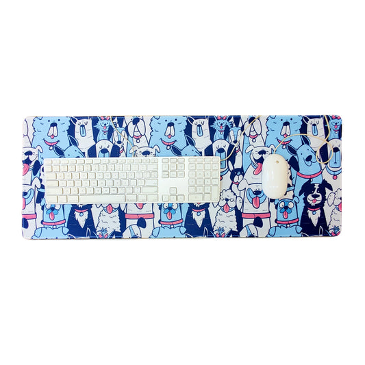 Cute Blue Dogs Extra Long Mouse Pad